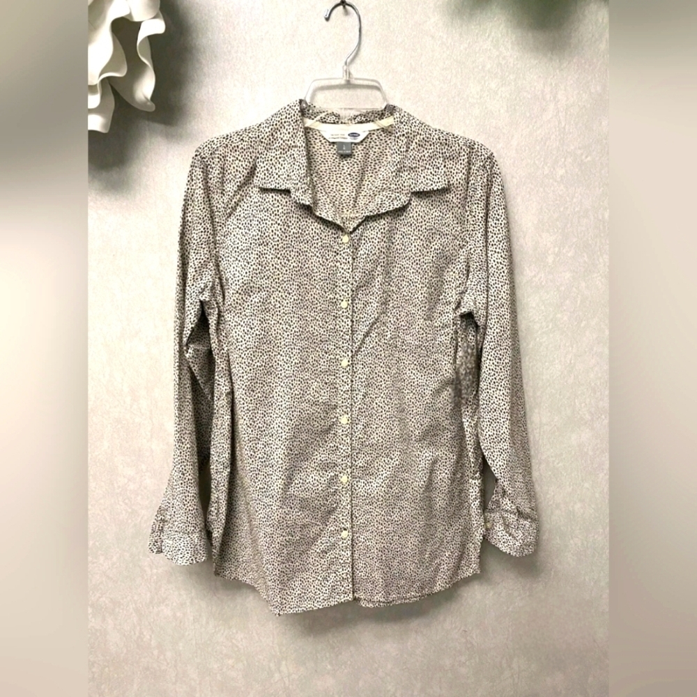 NWOT | Old Navy | Women's The Tunic Shirt Blouse | Medium | Black & Cream